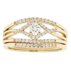 Gold IGI-certified 1/2ct TDW Round Diamond Bridal Ring Set - Handcrafted By Name My Rings™