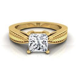 Gold IGI-certified 1ct TDW Princess-cut Diamond 4-prong Engagement Ring - Handcrafted By Name My Rings™