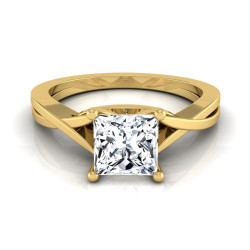 Gold IGI-certified 1ct TDW Princess-cut Diamond Solitaire Cathedral Setting Engagement Ring - Handcrafted By Name My Rings™