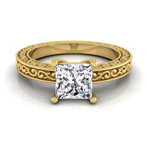 Gold IGI-certified 1ct TDW Princess-cut Diamond Solitaire Engagement Ring - Handcrafted By Name My Rings™