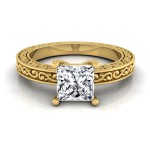 Gold IGI-certified 1ct TDW Princess-cut Diamond Solitaire Engagement Ring - Handcrafted By Name My Rings™