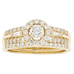 Gold IGI-certified 1ct TDW Round Diamond Bridal Ring Set - Handcrafted By Name My Rings™
