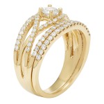 Gold IGI-certified 1ct TDW Round Diamond Bridal Ring Set - Handcrafted By Name My Rings™