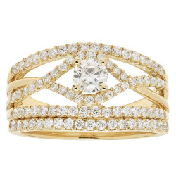 Gold IGI-certified 1ct TDW Round Diamond Bridal Ring Set - Handcrafted By Name My Rings™