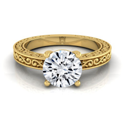 Gold IGI-certified 1ct TDW Round Diamond Solitaire Engagement Ring - Handcrafted By Name My Rings™