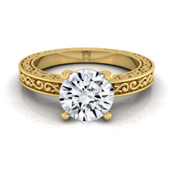 Gold IGI-certified 1ct TDW Round Diamond Solitaire Engagement Ring - Handcrafted By Name My Rings™