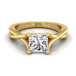 Gold Trellis Basket 1ct TDW Princess Cut Diamond Solitaire Engagement Ring - Handcrafted By Name My Rings™