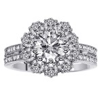 or White Gold 2 1/6ct TDW 2-row Shank Diamond Halo Engagement Ring - Handcrafted By Name My Rings™
