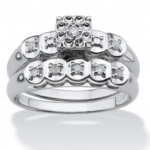 1/8 TCW Round Diamond Two-Piece Bridal Set in Platinum over Sterling Silver - Handcrafted By Name My Rings™