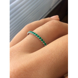 Emerald Band Full Eternity In White Gold Green Birthstone - 2mm Stacking Band - Handcrafted By Name My Rings™
