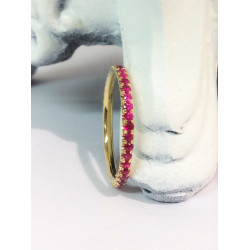  Gold Ruby Pave Eternity Band - Ruby Infinity Ring Red Birthstone Stacking - Handcrafted By Name My Rings™