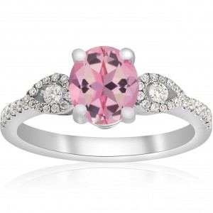 White Gold 1 3/4 ct TW Oval Pink Sapphire & Diamond Micro Pave Ring White Gold - Handcrafted By Name My Rings™