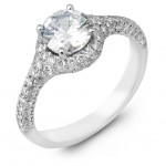 White Gold Diamond Halo Engagement Ring - Handcrafted By Name My Rings™