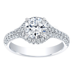 White Gold Diamond Halo Engagement Ring - Handcrafted By Name My Rings™