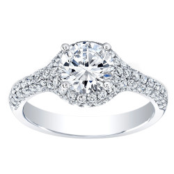 White Gold Diamond Halo Engagement Ring - Handcrafted By Name My Rings™