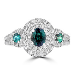 White Gold Fine Brazilian Alexandrite 7/8ct and Diamonds 1/2ct TDW - Handcrafted By Name My Rings™