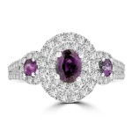 White Gold Fine Brazilian Alexandrite 7/8ct and Diamonds 1/2ct TDW - Handcrafted By Name My Rings™