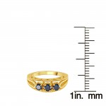 Gold Over Sterling Silver 1/2ct TDW Blue Diamond 3- Stone Engagement Ring - Handcrafted By Name My Rings™