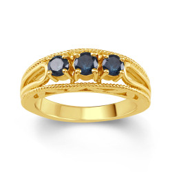 Gold Over Sterling Silver 1/2ct TDW Blue Diamond 3- Stone Engagement Ring - Handcrafted By Name My Rings™