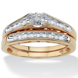 Gold/Silver 1/5 TCW Round Diamond Channel-Set Two-Piece Bridal Set - Handcrafted By Name My Rings™