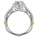 Two-tone Cbuc Zirconia Center and 3/8ct TDW Diamond Halo Semi Mount - Handcrafted By Name My Rings™
