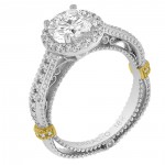 Two-tone Cbuc Zirconia Center and 3/8ct TDW Diamond Halo Semi Mount - Handcrafted By Name My Rings™