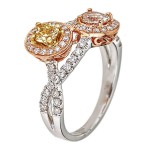 Two-tone Gold 1 1/3ct TDW Yellow/ Pink/ White Diamond Ring - Handcrafted By Name My Rings™