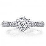 White Gold 1 1/3ct TDW Solitaire Diamond Micro Pave Engagement Ring - Handcrafted By Name My Rings™