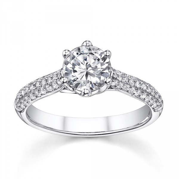 White Gold 1 1/3ct TDW Solitaire Diamond Micro Pave Engagement Ring - Handcrafted By Name My Rings™