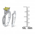 White Gold 1 2/5ct TDW Yellow Diamond Bridal Ring Set - Handcrafted By Name My Rings™