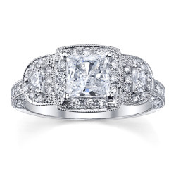 White Gold 1 3/4ct TDW Halo Princess Diamond Ring - Handcrafted By Name My Rings™