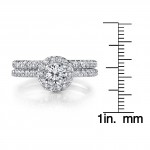 White Gold 1ct TDW Diamond Halo Bridal Ring Set - Handcrafted By Name My Rings™