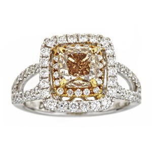 White Gold 2 1/10ct TDW Fancy Champagne Diamond Engagement Ring - Handcrafted By Name My Rings™
