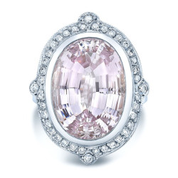 White Gold 2/5ct TDW Diamond and Kunzite Cocktail Ring - Handcrafted By Name My Rings™