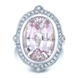 White Gold 2/5ct TDW Diamond and Kunzite Cocktail Ring - Handcrafted By Name My Rings™