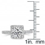 White Gold 3/4ct TDW Princess Diamond Halo Engagement Ring - Handcrafted By Name My Rings™