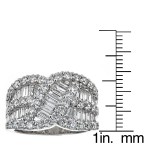 White Gold 3ct TDW Diamond Baguette Round Ring - Handcrafted By Name My Rings™