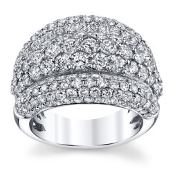 White Gold 4ct TDW Round Diamond Pave-set Dome Ring - Handcrafted By Name My Rings™
