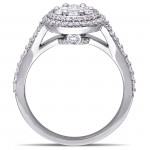 1ct TDW Diamond Flower Double Halo Engagement Ring in White Gold by The Signature Collection - Handcrafted By Name My Rings™