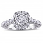 1ct TDW Diamond Flower Halo Engagement Ring in White Gold by The Signature Collection - Handcrafted By Name My Rings™