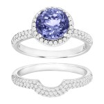 2 1/4 ct Natural Tanzanite & 5/8 ct Diamond Engagement Ring Set in White Gold - Purple - Handcrafted By Name My Rings™