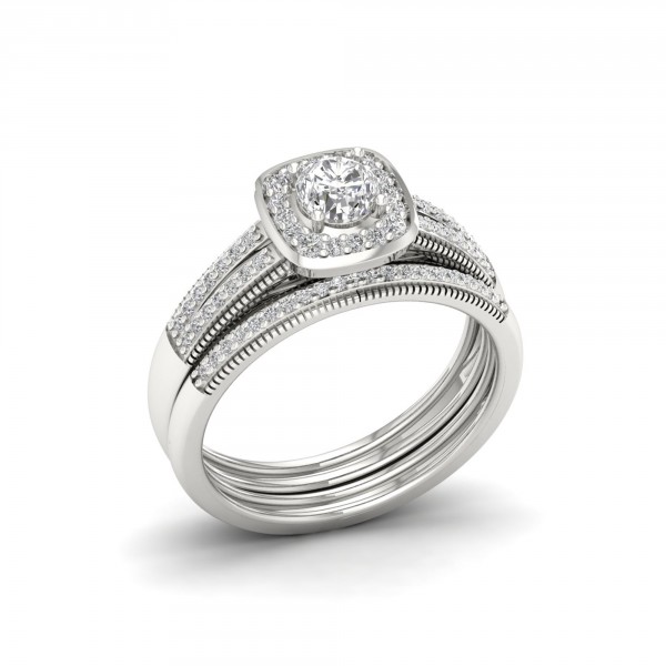 2/5ct TDW Diamond Bridal Set in Sterling Silver - Handcrafted By Name My Rings™