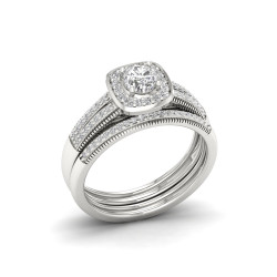 2/5ct TDW Diamond Bridal Set in Sterling Silver - Handcrafted By Name My Rings™