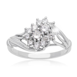 2Be Bonded Together White Gold 1/2ct TDW Two Diamond Plus Cluster Ring - Handcrafted By Name My Rings™