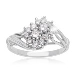 2Be Bonded Together White Gold 1/2ct TDW Two Diamond Plus Cluster Ring - Handcrafted By Name My Rings™