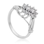 2Be Bonded Together White Gold 1/2ct TDW Two Diamond Plus Cluster Ring - Handcrafted By Name My Rings™