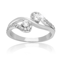 2Be Bonded Together White Gold 1/2ct TDW Two Diamond Plus Ring - Handcrafted By Name My Rings™