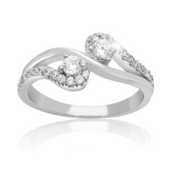2Be Bonded Together White Gold 1/2ct TDW Two Diamond Plus Ring - Handcrafted By Name My Rings™