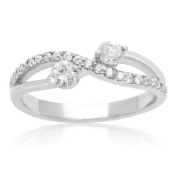 2Be Bonded Together White Gold 3/8ct TDW Two Diamond Plus Ring - Handcrafted By Name My Rings™