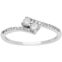 2Be Bonded Together, 1/4ct Two Diamond Plus Pave Ring In White Gold - Handcrafted By Name My Rings™